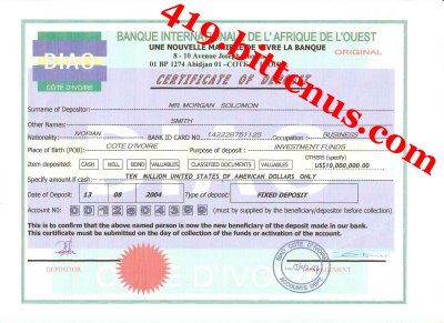 deposit Certificate